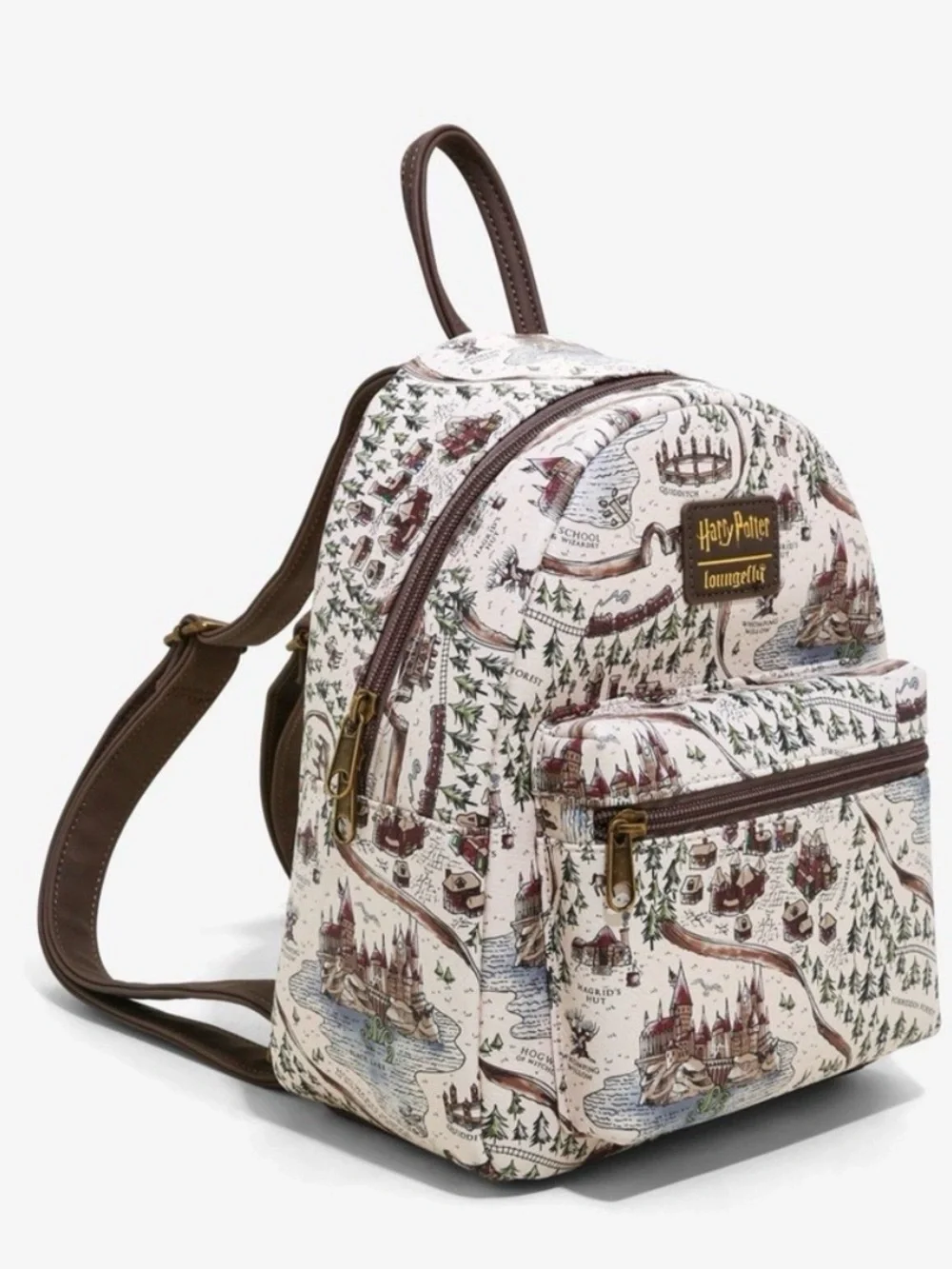 Loungefly Harry Potter Map Print Mini Backpack - Cream with Brown Trim